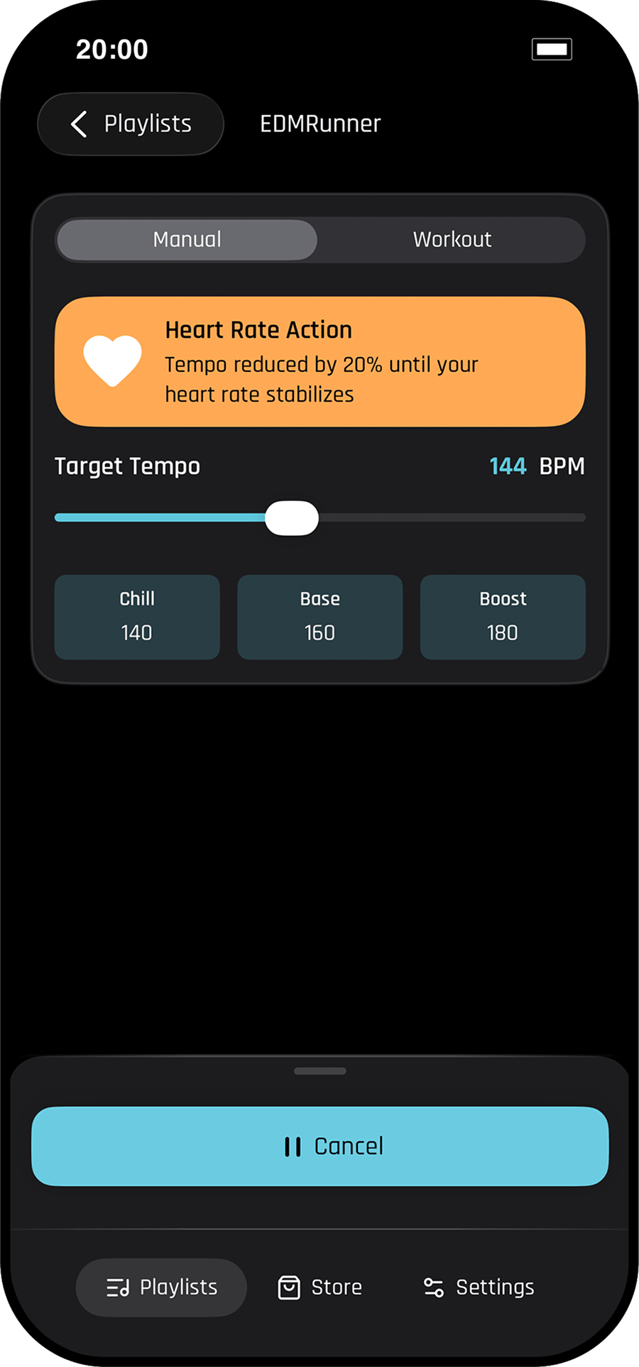 Beatrunner Pro app screenshot: Heart Rate–Based Actions