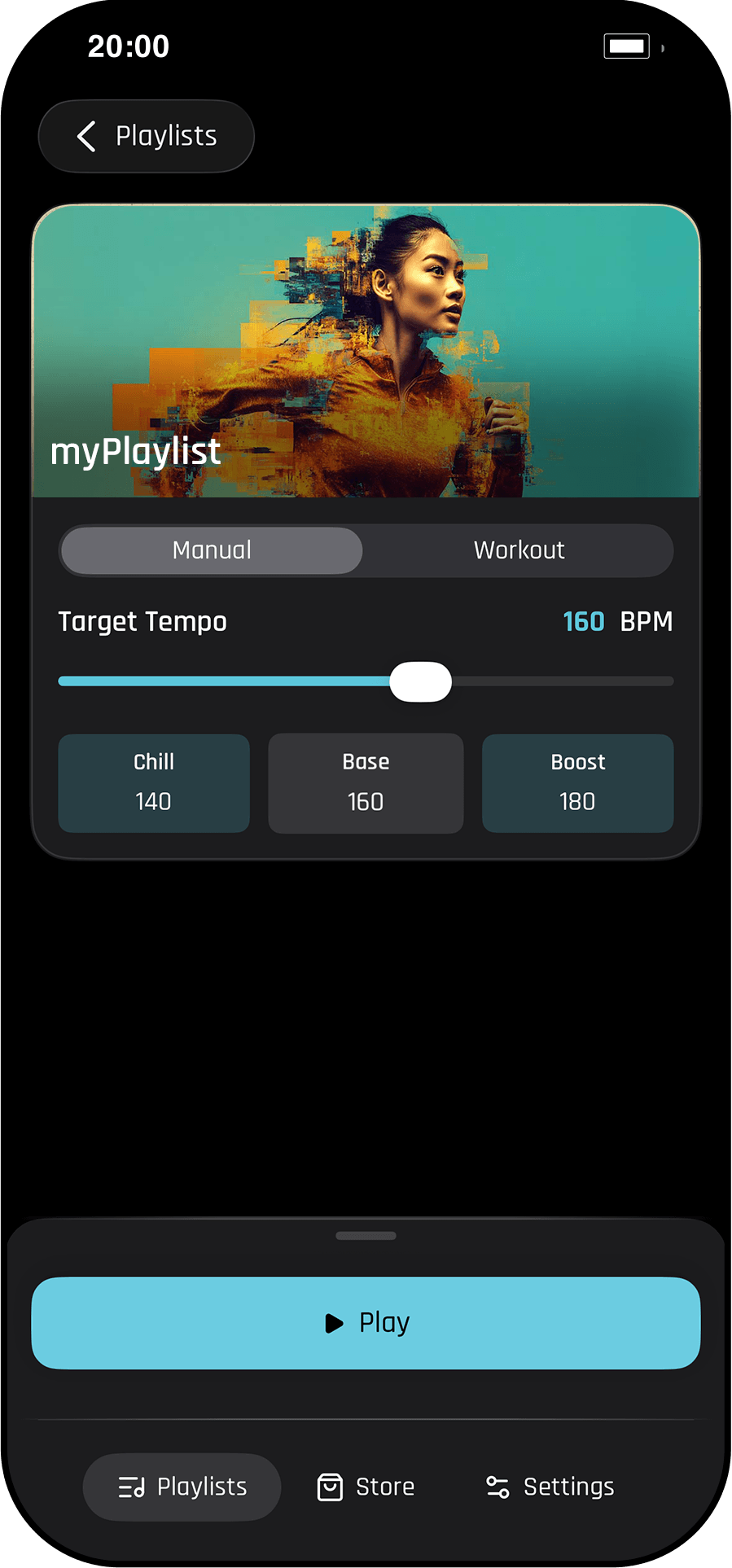 Beatrunner Pro app screenshot: Manual Tempo