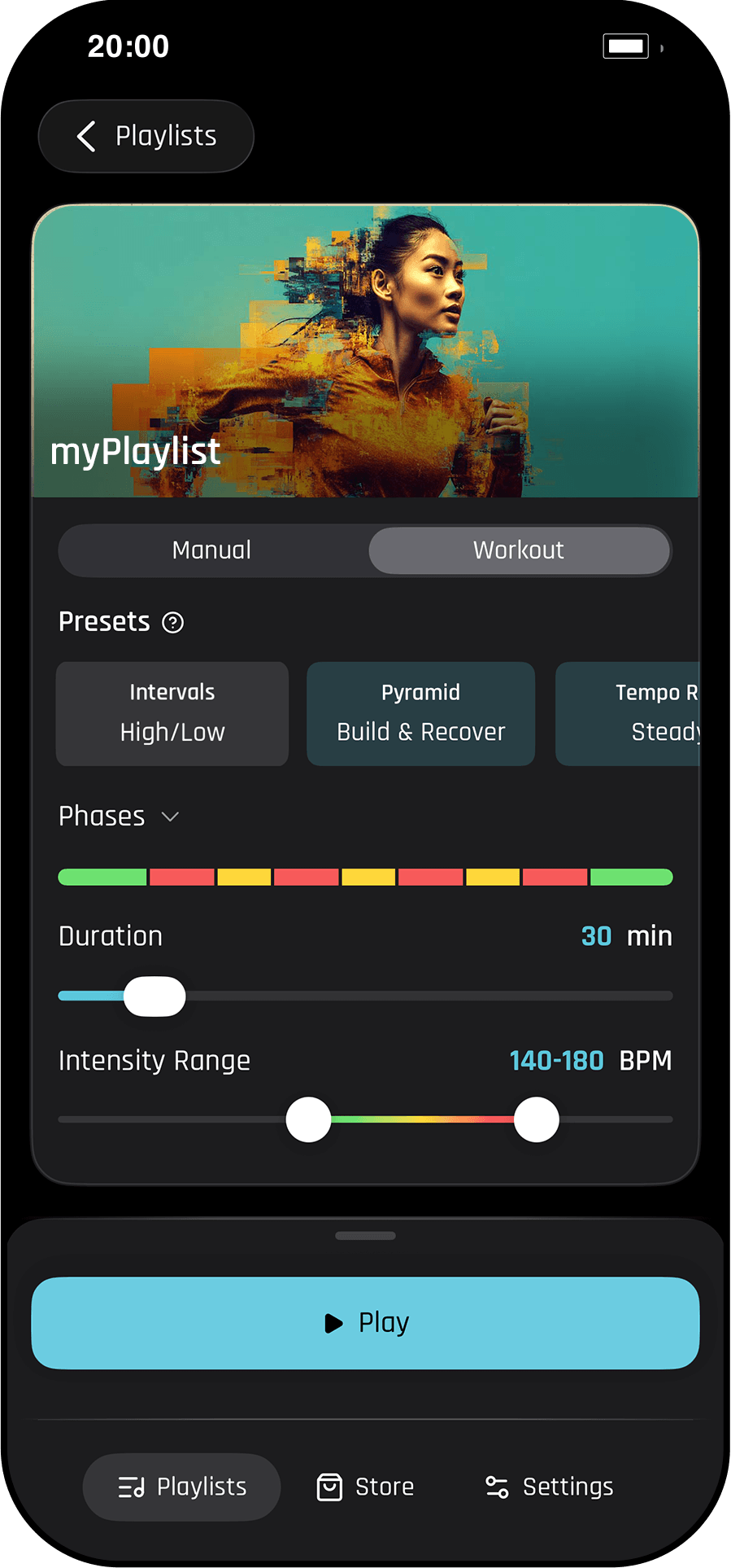 Beatrunner Pro app screenshot: Workout Mode