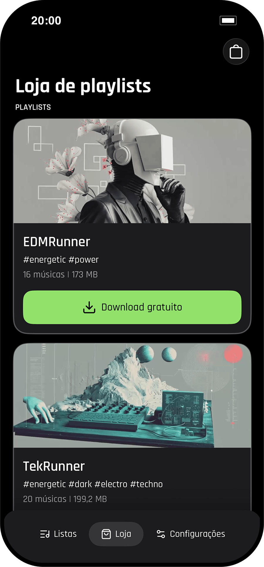 Captura de tela do Beatrunner Pro: Playlists prontas para correr